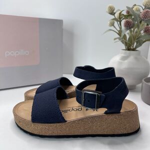 Papillio Glenda Suede Leather Textile Sandal Midnight Blue Women 5 NWB